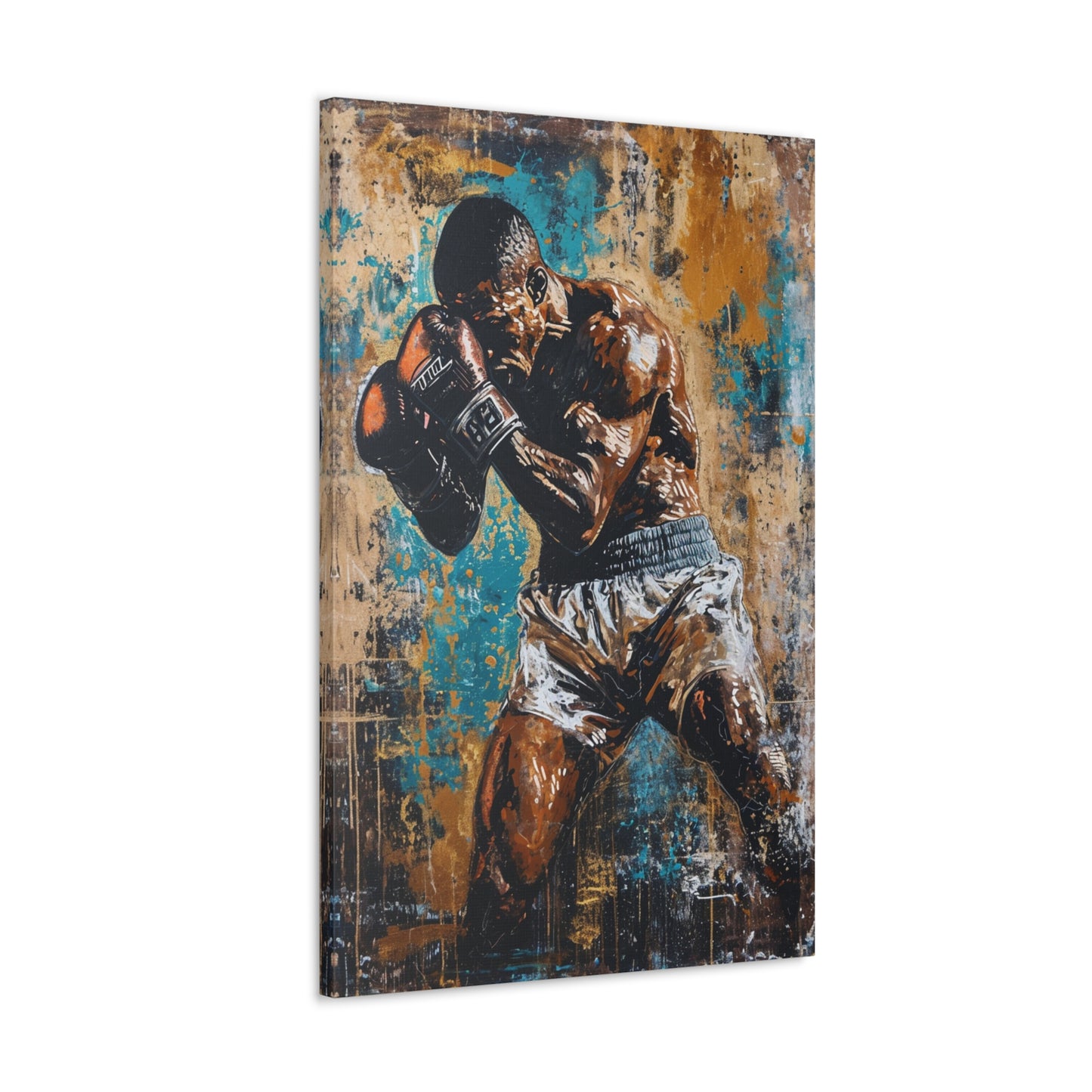 Rumble in Colors: Artistic Rendering of a Boxer's Grit - Athletic Expressions Canvas