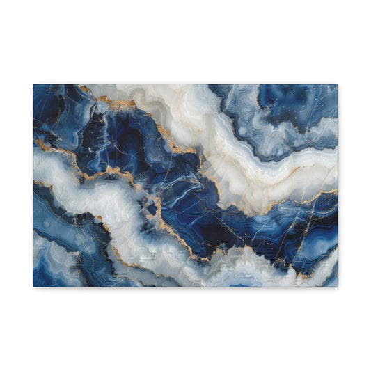 Royal Azure Elegance - Marbleized Canvas