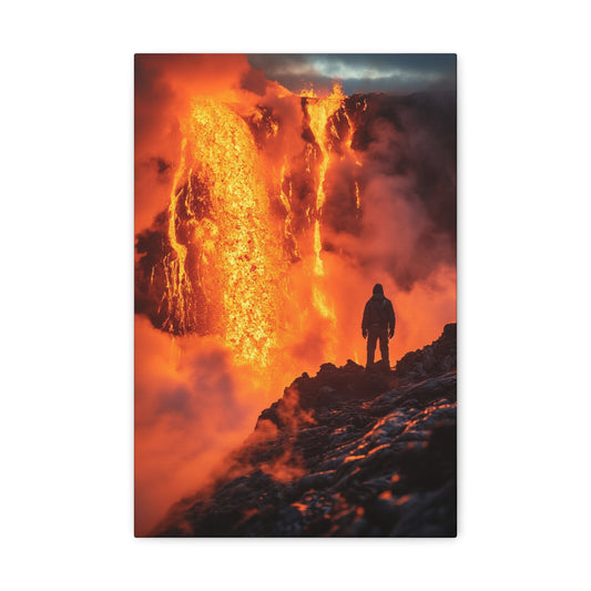 Primordial Forces: Volcanic Eruption in Lava Fields - Gaia Canvas