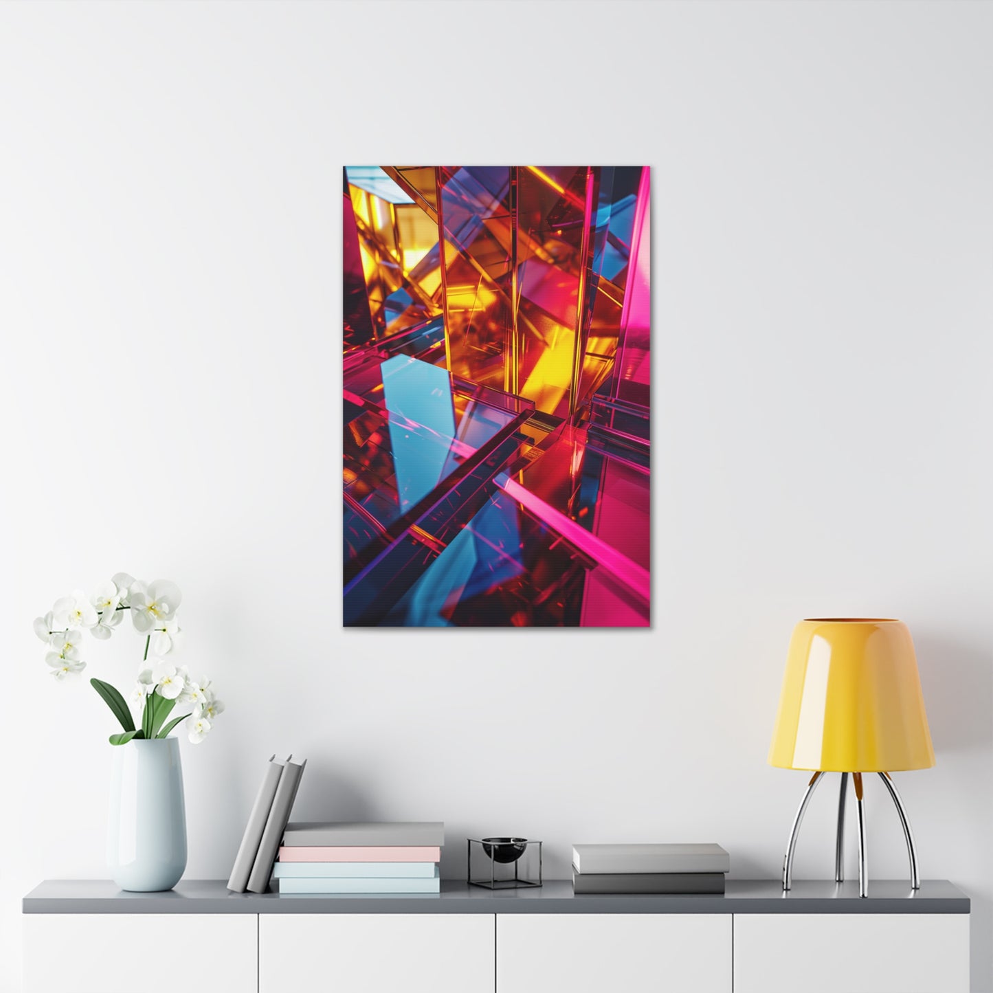 Translucent Radiance: Ethereal Crystal Veils - Abstract Harmony Canvas