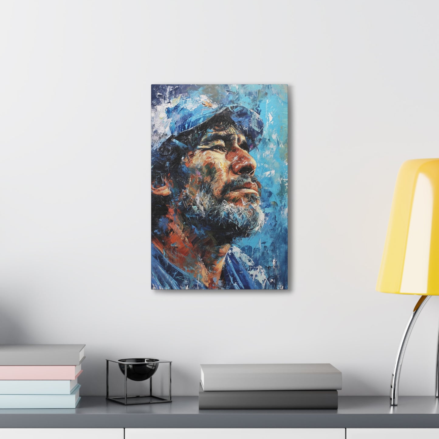 Maradona's Spirit: Artistic Portrait in Soccer Legend's Gaze - Athletic Expressions Canvas