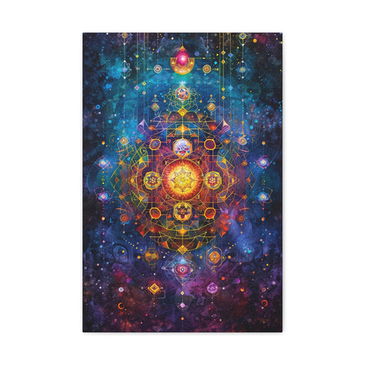 Sacred Harmony: A Visual Ode to Cosmic Symmetry - Sacred Geometry Canvas