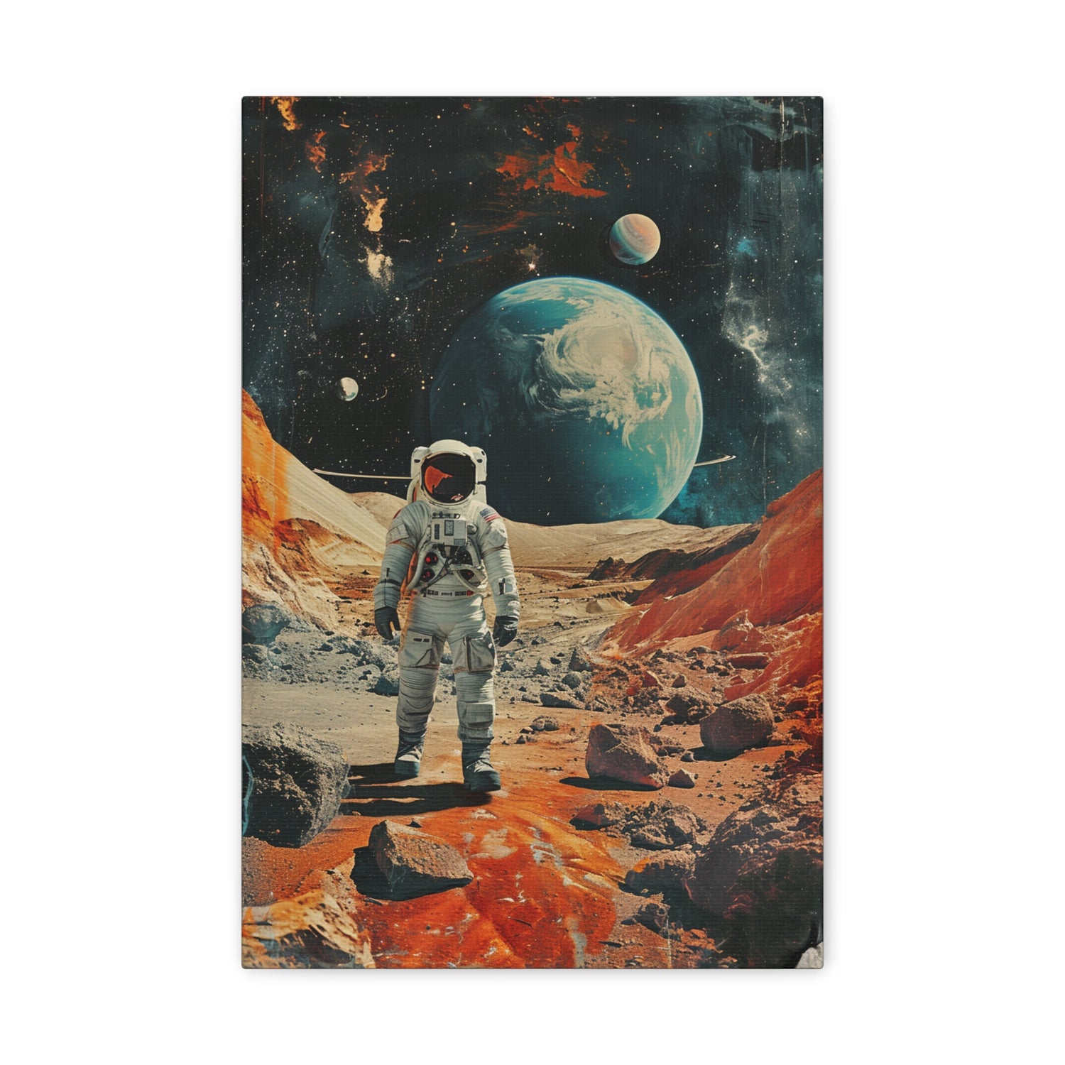 Lone Astronaut on the Red Frontier - Celestial Dreams Canvas