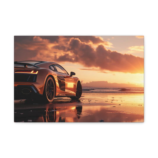 Golden Elegance: Audi R8's Sunset Serenity - Velocity Visions Canvas