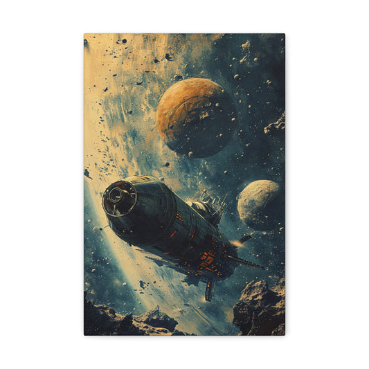 Navigating the Asteroid Abyss - Celestial Dreams Canvas