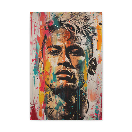 Ephemeral Elegance: Neymar's Portrait in Artistic Brushstrokes - Athletic Expressions Canvas