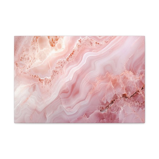 Rose Quartz Radiance - Marbleized Canvas