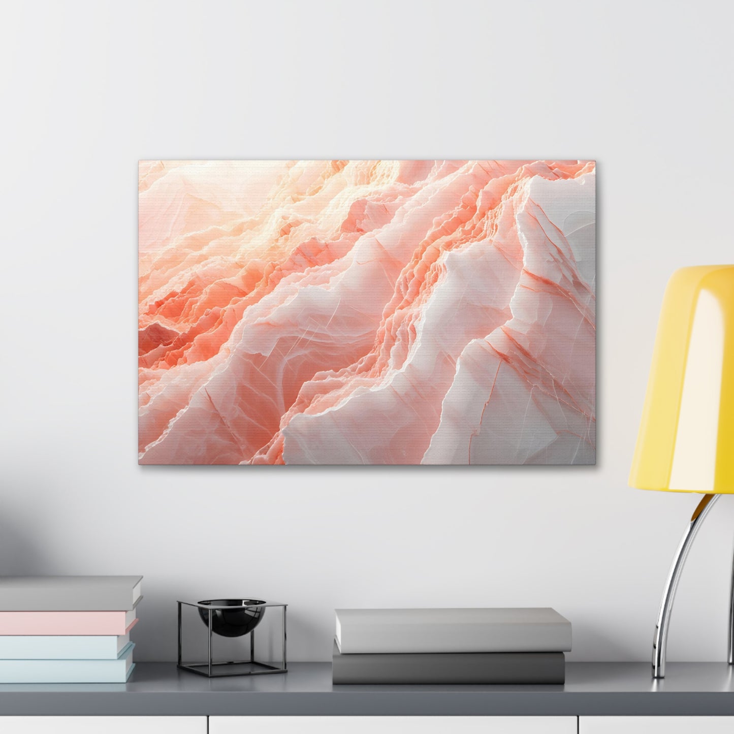 Blushing Marble Whispers - Marbleized Canvas