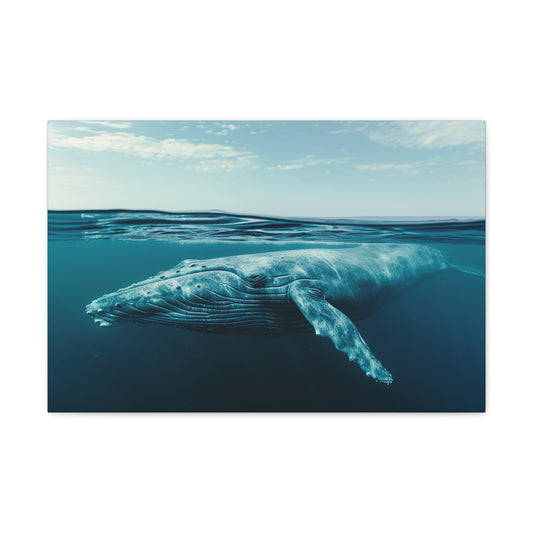 Marine Serenity: Majestic Whale Beneath Azure Skies - Creatures of the Sea Canvas