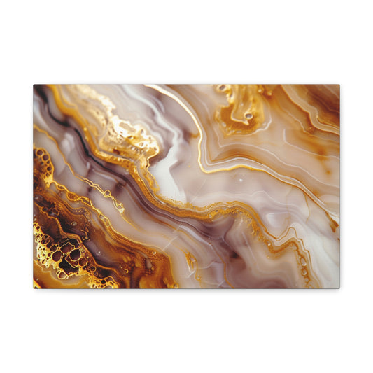 Lustrous Gold Whispers - Marbleized Canvas