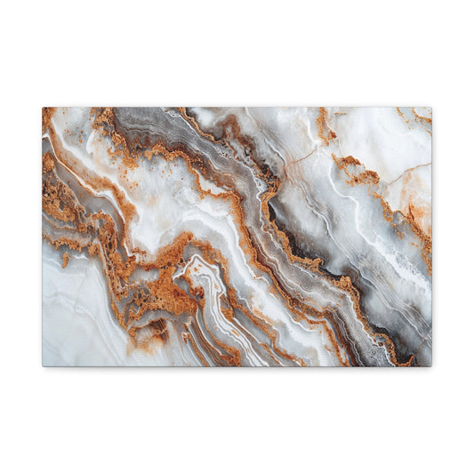 Gilded Radiance - Marbleized Canvas