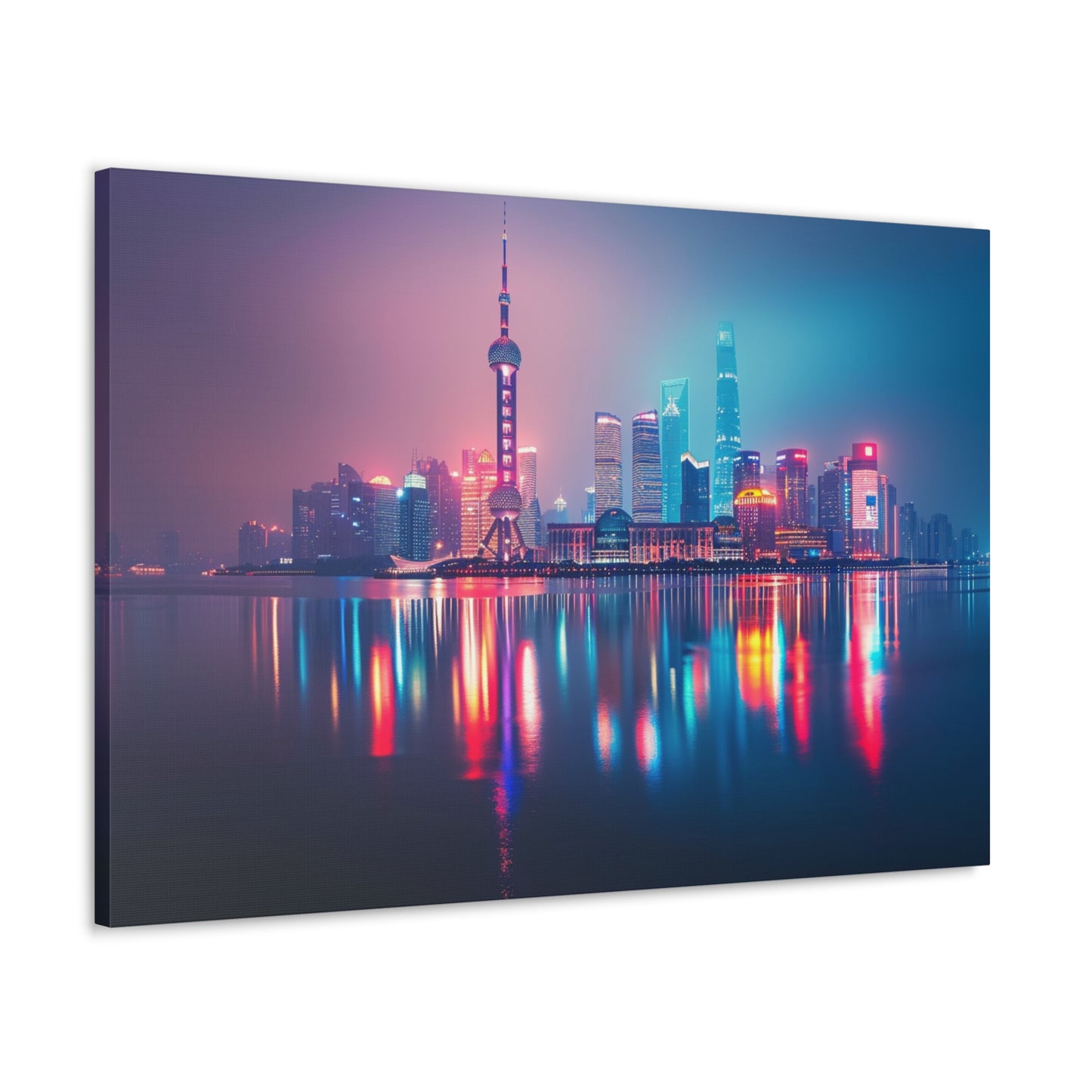 Neon Dreams: Shanghai Nightfall - Urban Epochs Canvas