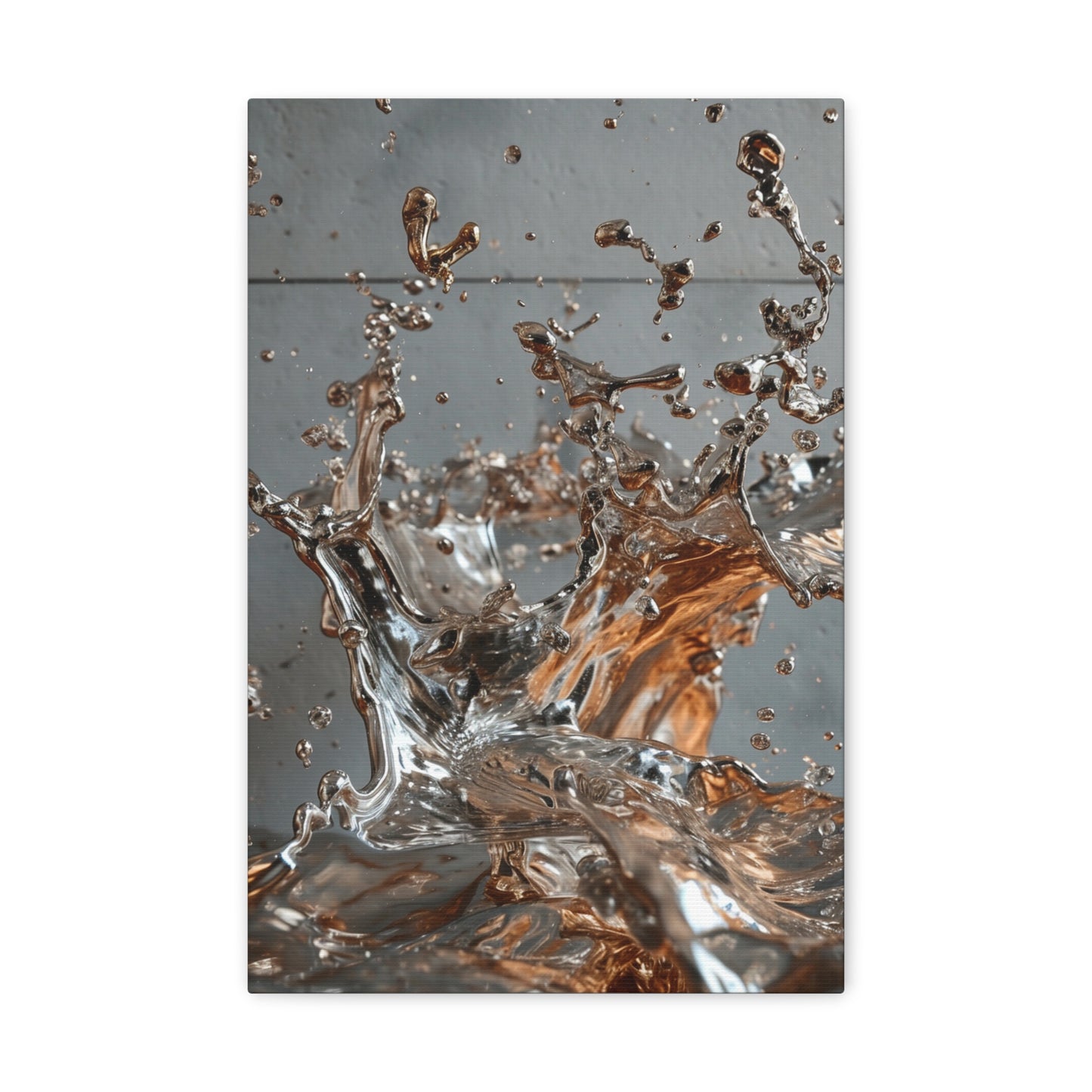 Molten Fusion: Chrome & Bronze Cascade - Abstract Harmony Canvas