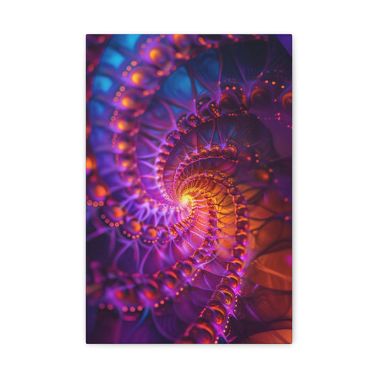 Luminous Fibonacci Spiral - Sacred Geometry Canvas