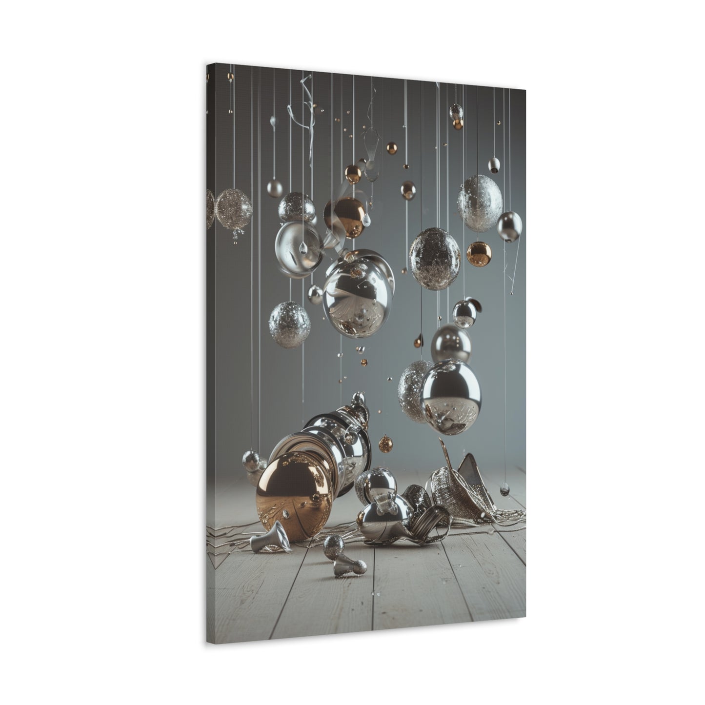 Metamorphic Fusion: Liquid Chrome Spheres - Abstract Harmony Canvas