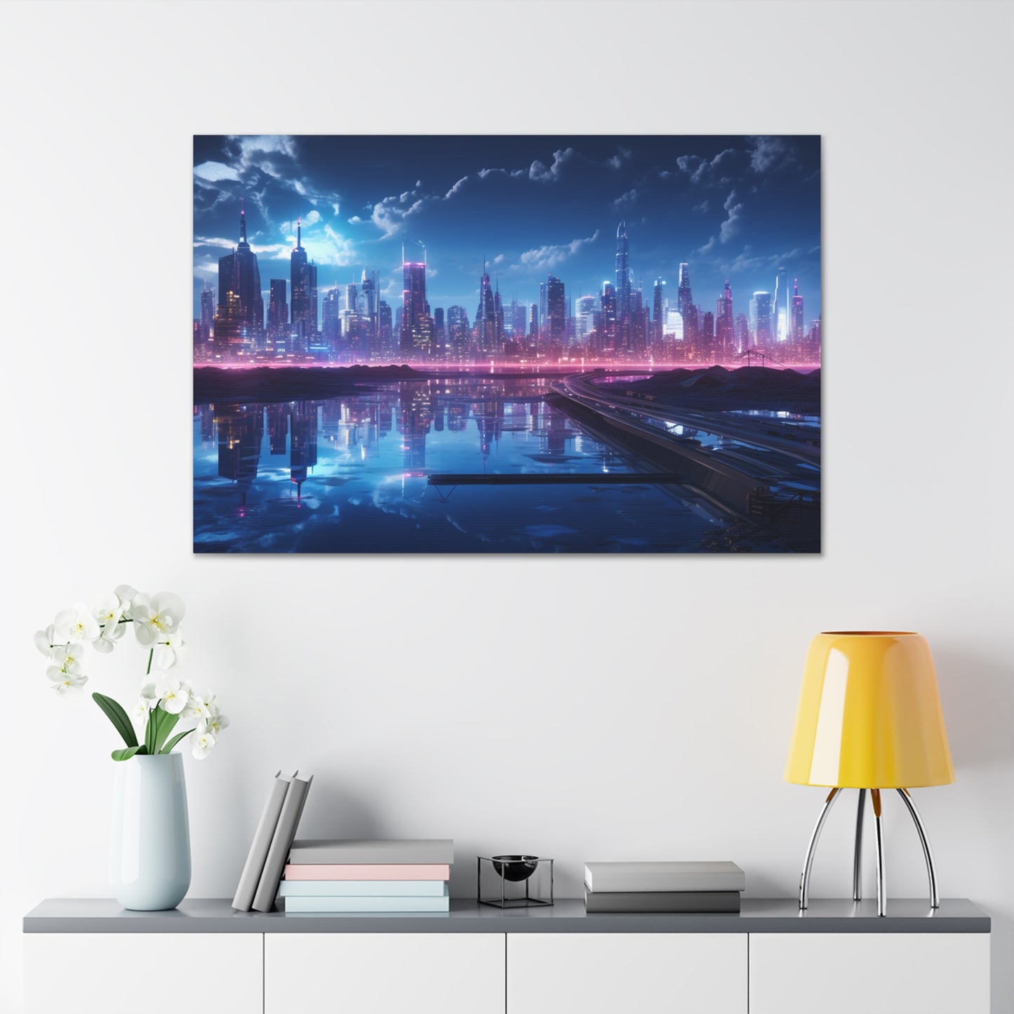 Futuristic Mirrors: Reflections of Tomorrow on Waterscapes - Urban Epochs Canvas