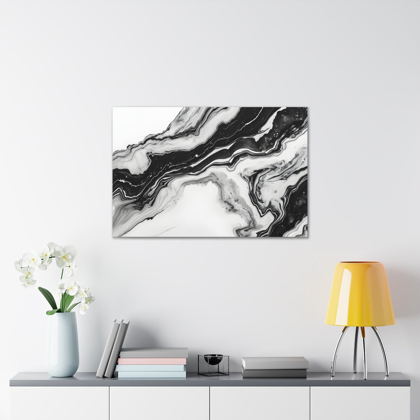 Mystic Monochrome Marble - Marbleized Canvas