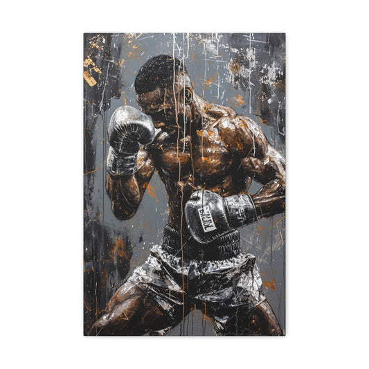 In the Ring Symphony: Artistic Portrait of a Boxer's Element - Athletic Expressions Canvas