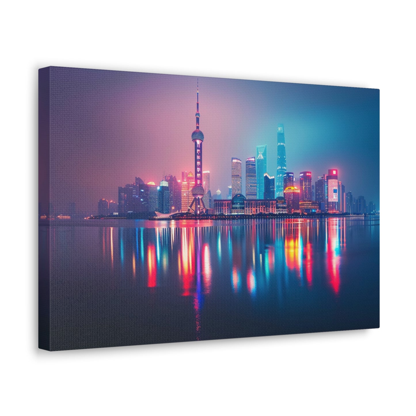 Neon Dreams: Shanghai Nightfall - Urban Epochs Canvas