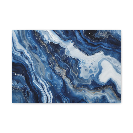 Ethereal Azure Dreams - Marbleized Canvas