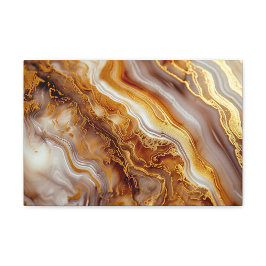 Opulent Gilded Symphony - Marbleized Canvas