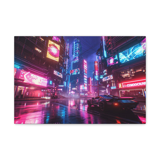 Neon Dreamscape: Vibrant Nights in the Urban Jungle - Urban Epochs Canvas