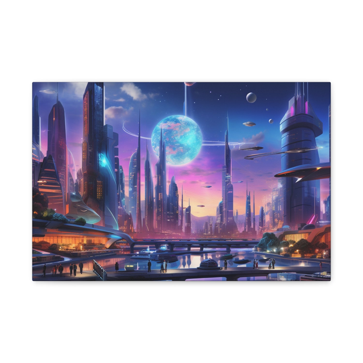 Neon Futurescape: City Lights in a Futuristic Glow - Urban Epochs Canvas