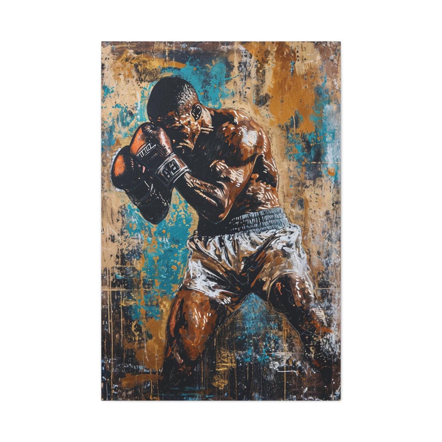 Rumble in Colors: Artistic Rendering of a Boxer's Grit - Athletic Expressions Canvas