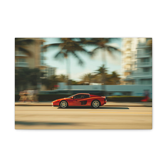 Ferrari Testarossa: Sunlit Majesty in Miami - Velocity Visions Canvas