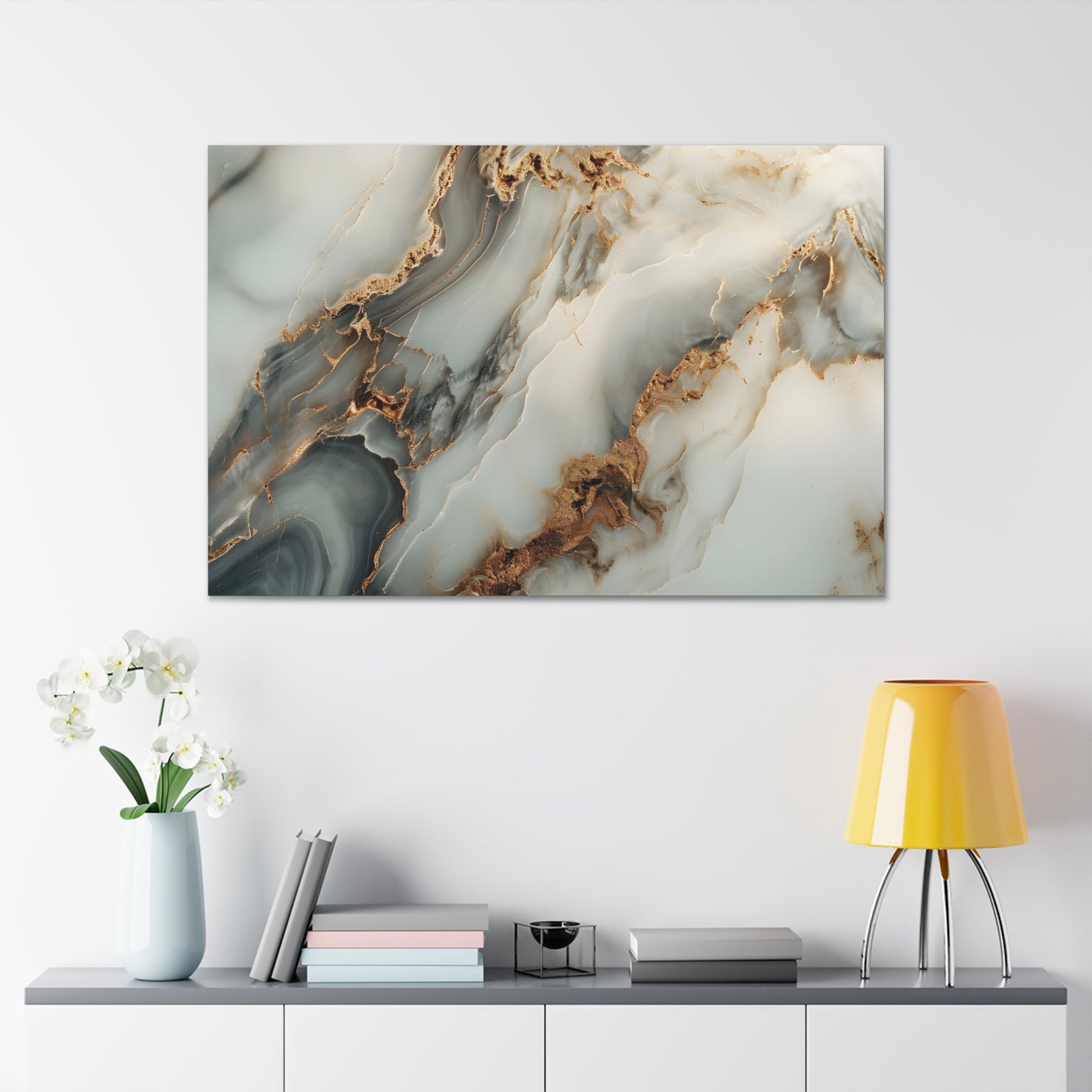 Bronze Elegance: Marbleized Abstraction - Marbleized Canvas