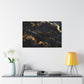 Marble Mirage: Black and Gold Abstract Elegance - Marbleized Canvas