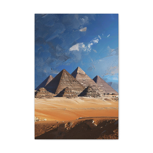 Eternal Majesty: Pyramids Beneath Azure Skies - Divine Deities Canvas