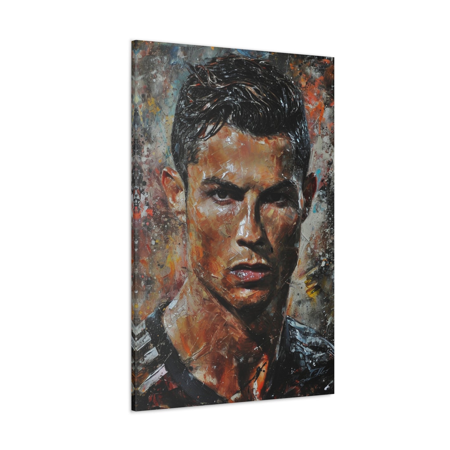 Ronaldo's Gaze: Artistic Portrait in Athletic Grandeur - Athletic Expressions Canvas