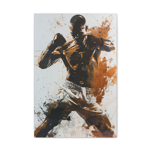 Kickboxer's Elegance: Artistic Flourish in Powerful Strikes - Athletic Expressions Canvas