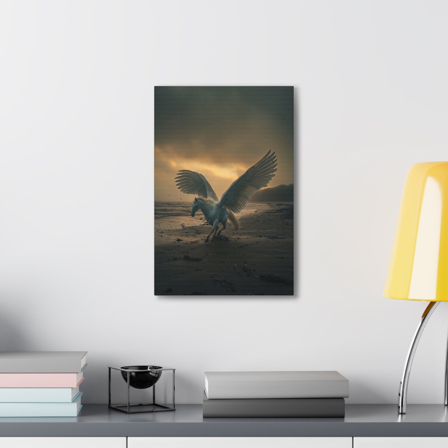 Nocturnal Serenity: Pegasus on the Beach - Creatures from Beyond Canvas