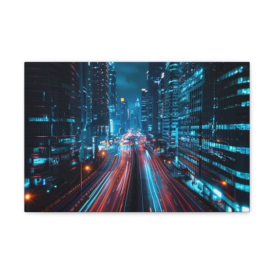 City of Progress: Futuristic Nocturne - Urban Epochs Canvas