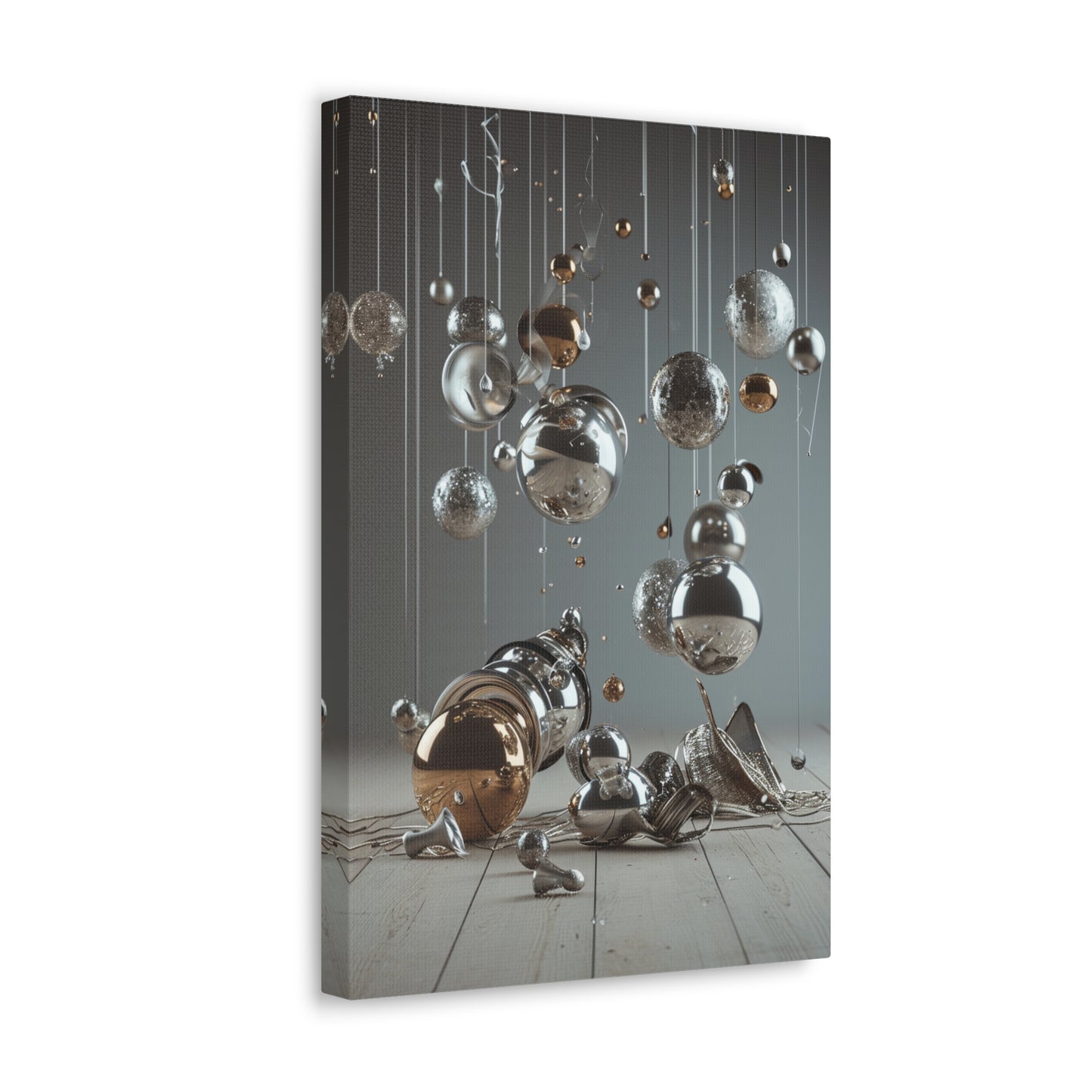 Metamorphic Fusion: Liquid Chrome Spheres - Abstract Harmony Canvas