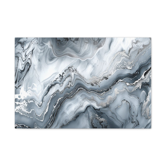 Silver Luster Symphony - Marbleized Canvas