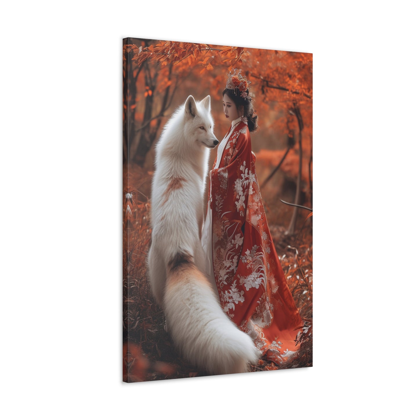 Enchanted Woodland Duette: Kitsune Harmony - Creatures from Beyond Canvas