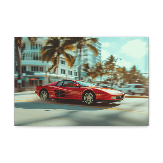 Velocity in Verve: Ferrari Testarossa Unleashes Miami's Magic - Velocity Visions Canvas