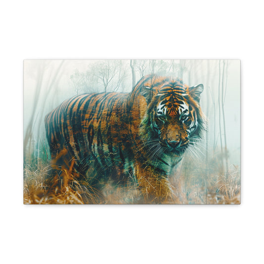 Natural Fusion: Tiger's Essence Blending with the Wilderness - Creatures of the Earth Canvas