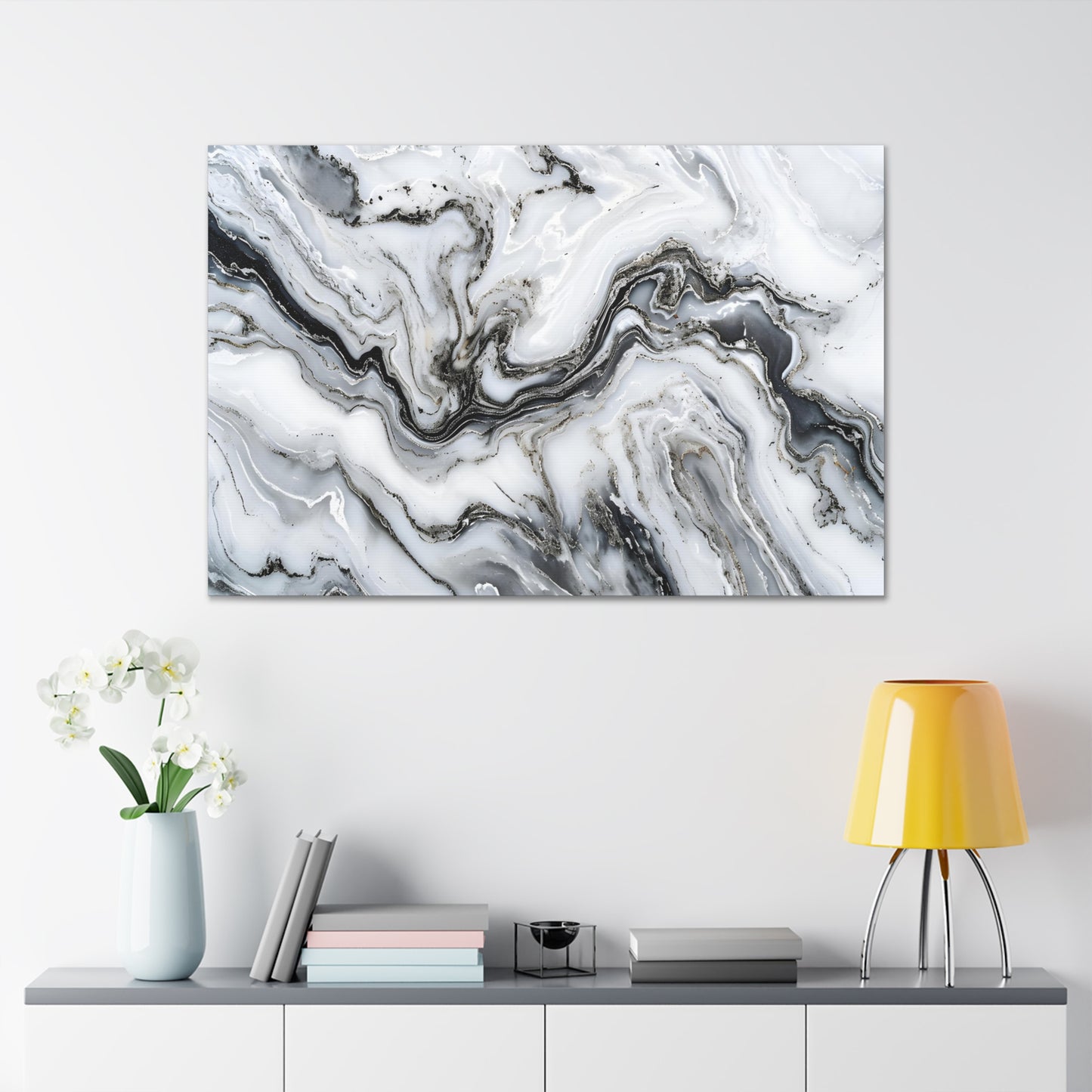 Midas Noir: Opulent Marble Elegance - Marbleized Canvas