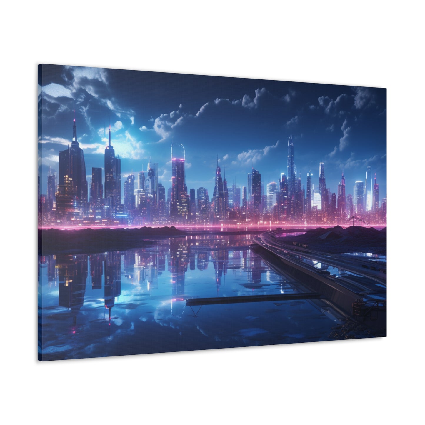 Futuristic Mirrors: Reflections of Tomorrow on Waterscapes - Urban Epochs Canvas