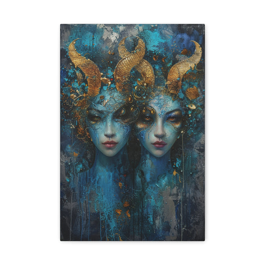 Dual Celestial Ballet - Zodiac Whispers Canvas