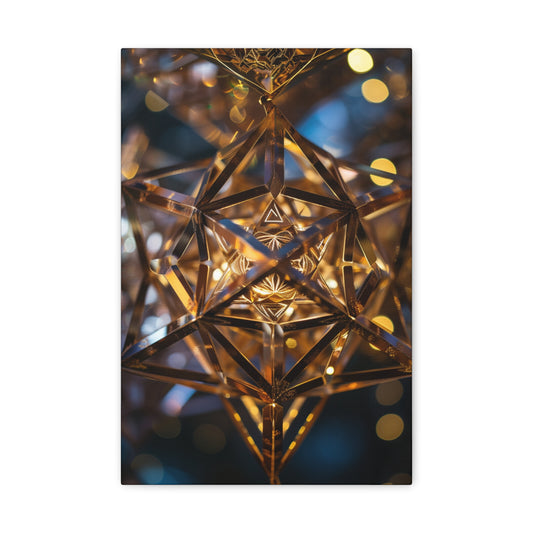 Golden Merkaba Brilliance - Sacred Geometry Canvas