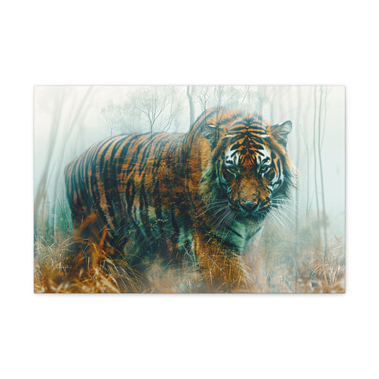 Natural Fusion: Tiger's Essence Blending with the Wilderness - Creatures of the Earth Canvas