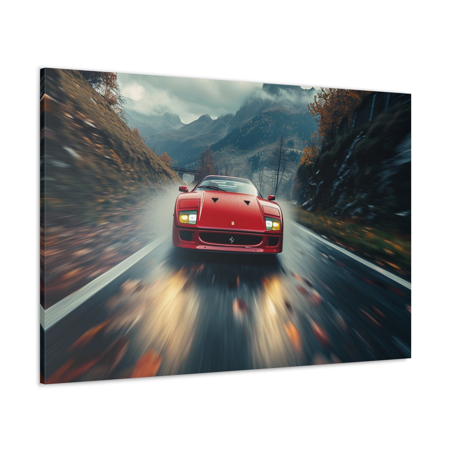 F40 Symphony: Ferrari's Blur of Autumn Velocity - Velocity Visions Canvas