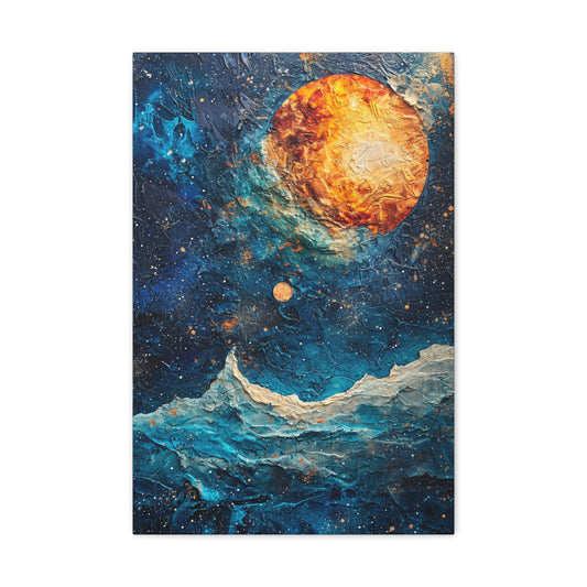 Golden Planet in the Sea of Cosmos - Celestial Dreams Canvas