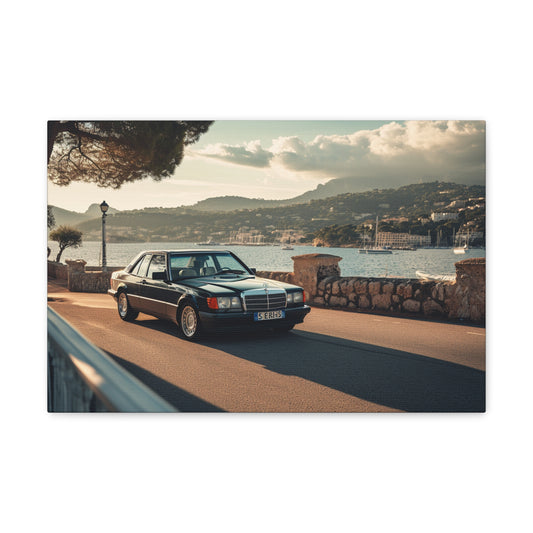 St. Tropez Elegance: Vintage Mercedes-Benz in Coastal Splendor - Velocity Visions Canvas