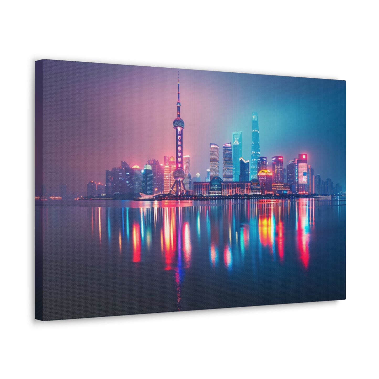 Neon Dreams: Shanghai Nightfall - Urban Epochs Canvas